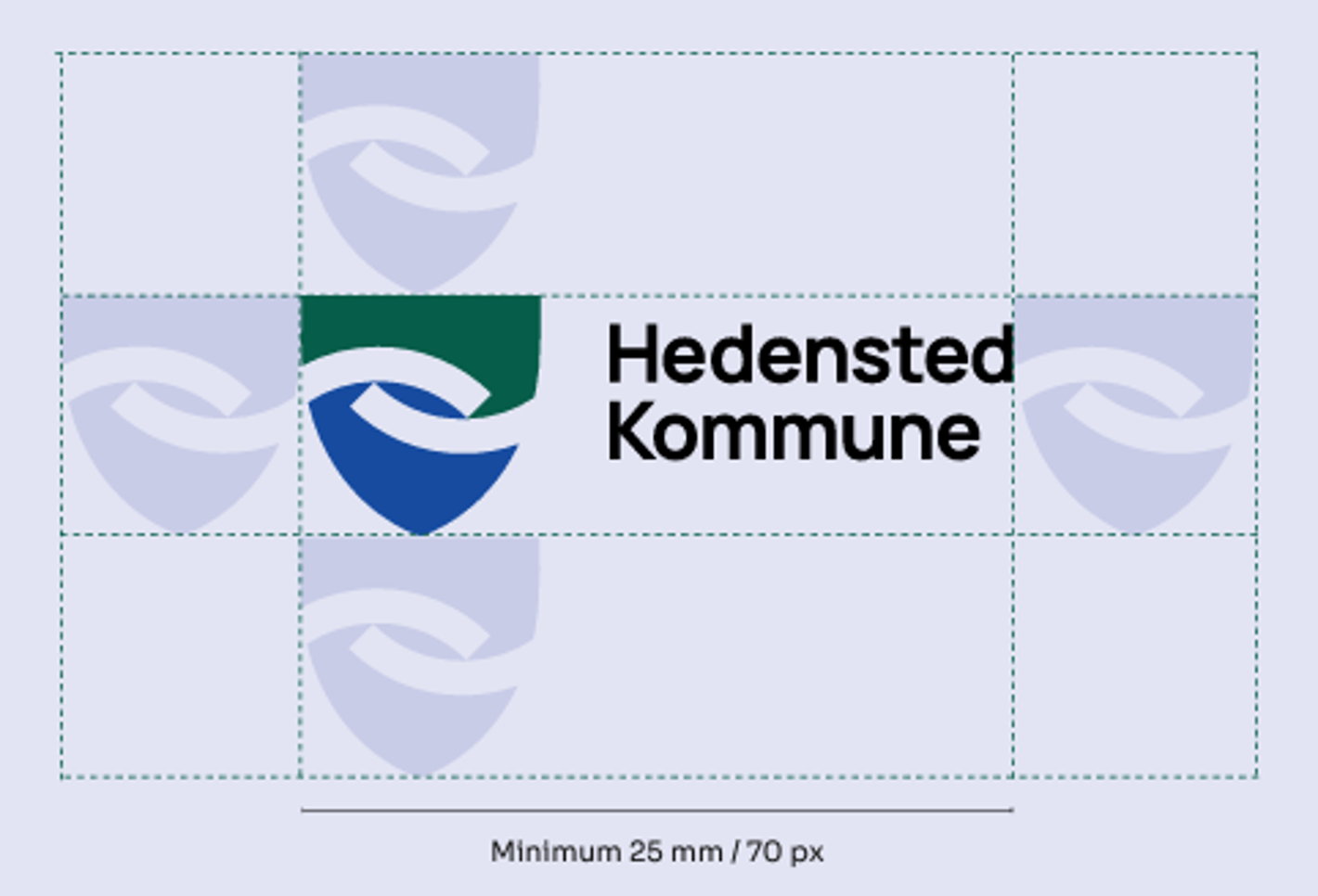 Eksempel på respektafstand logo med to tekstlinjer