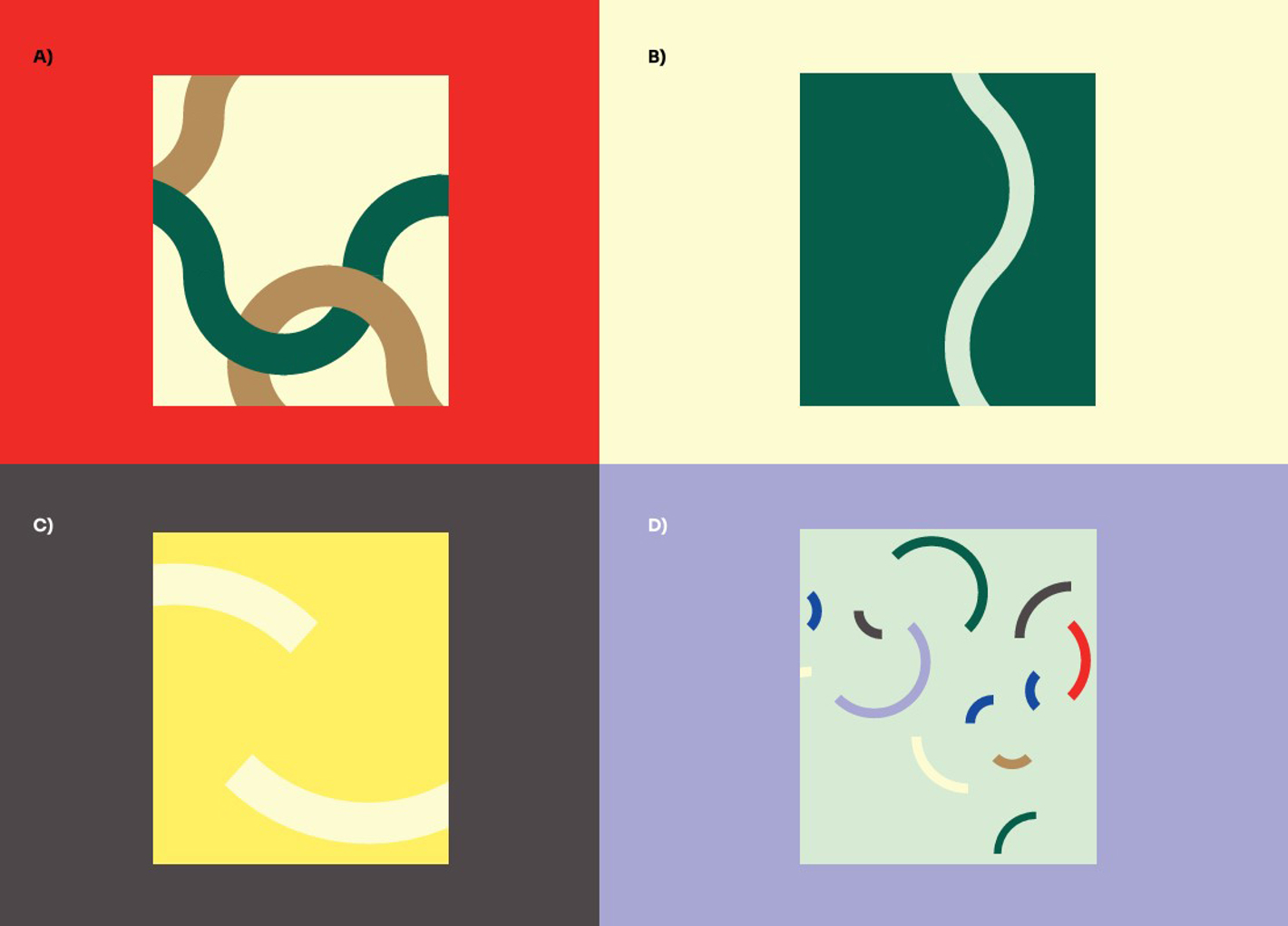 Billedet viser forskellige måder at bruge snirkler på